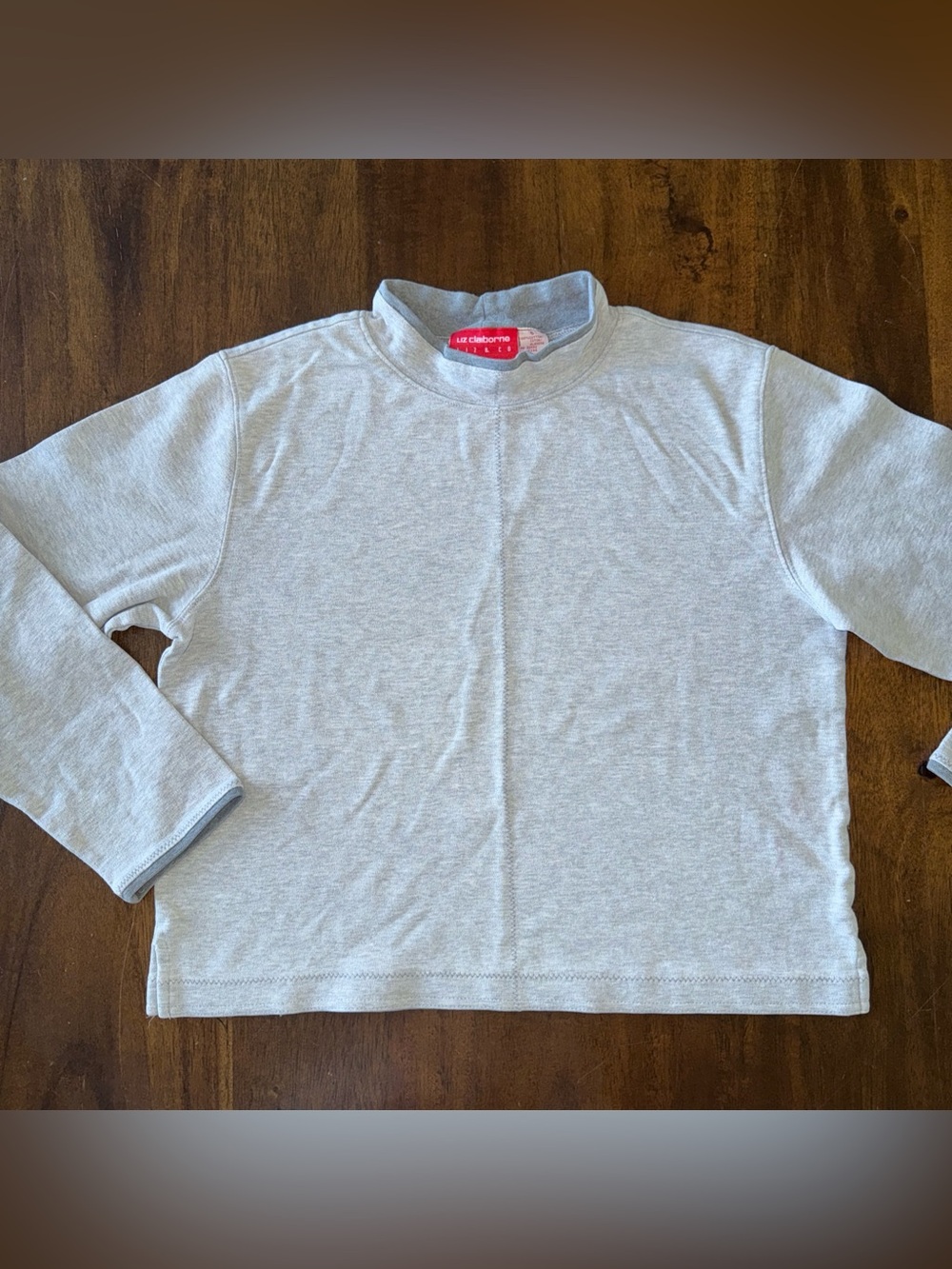 Liz Claiborne Liz & Co Gray Long Sleeve Mock Neck Cropped Pullover Sweatshirt S